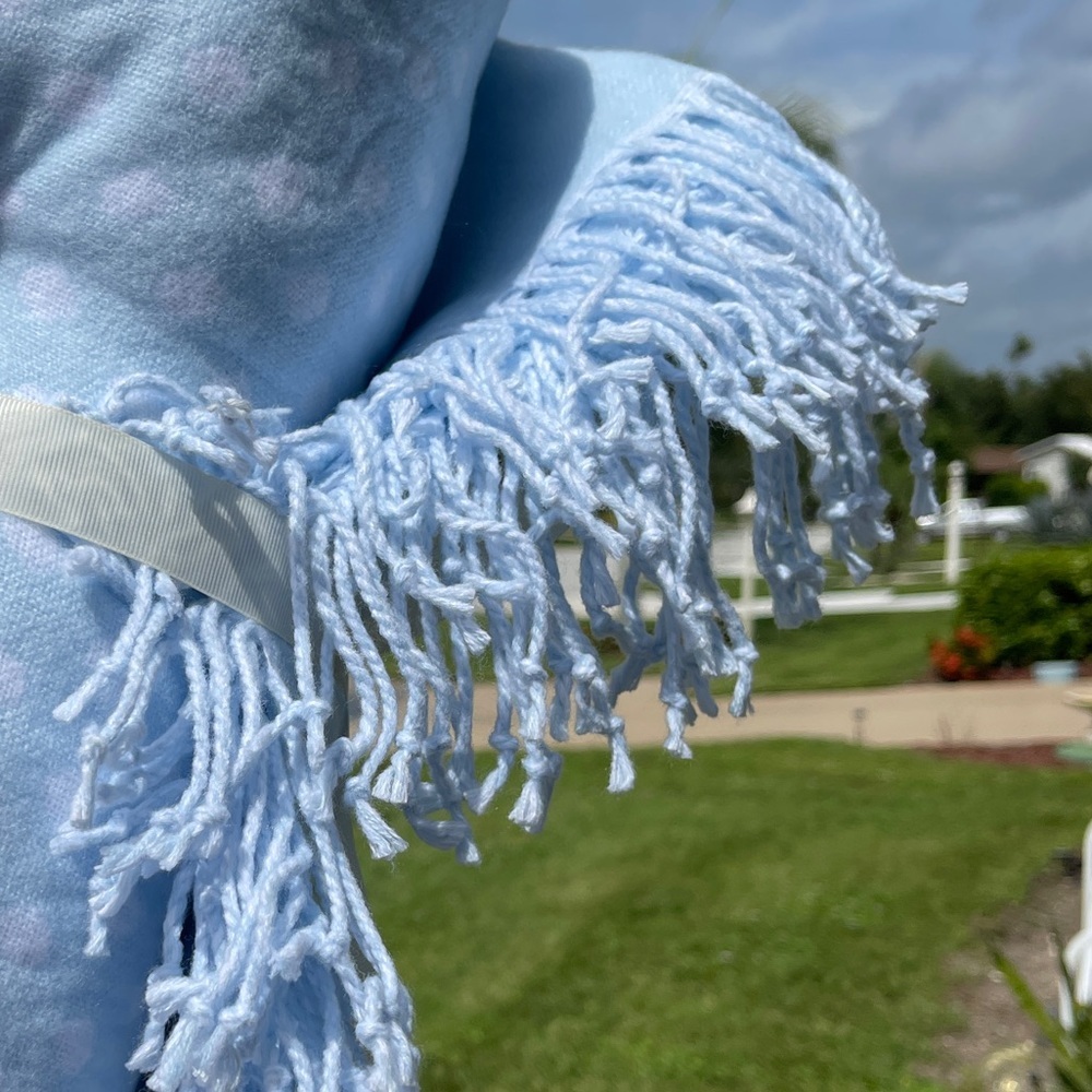 HOME REFLECTIONS Dot Throw with Fringe In Baby Blue - Picture 7 of 7